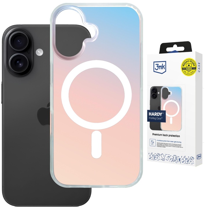 Husa holografica cu MagSafe pentru Apple iPhone 16 - 3mk HARDY® PrisMag Case™