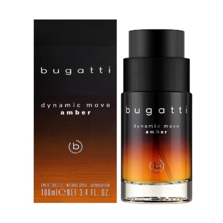 Bugatti Dynamic Move Amber Eau de Toilette, ámbra illatjegyekkel