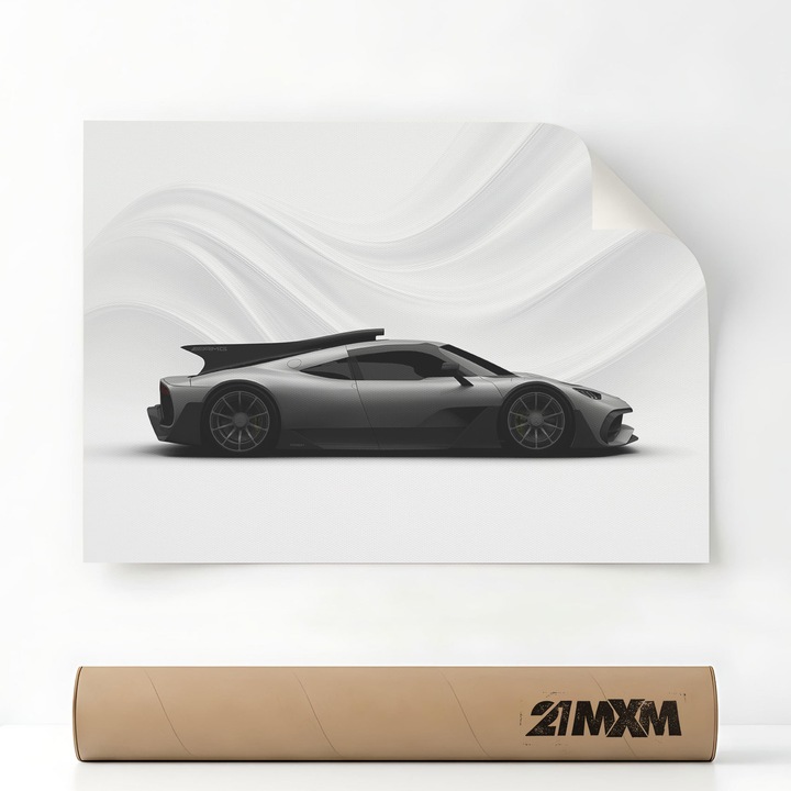 1501 Проект Едно - Сиво, Премиум Платно за Кола – Минималистичен Дизайн, A3 (29.7 x 42 cm), Без Рамка