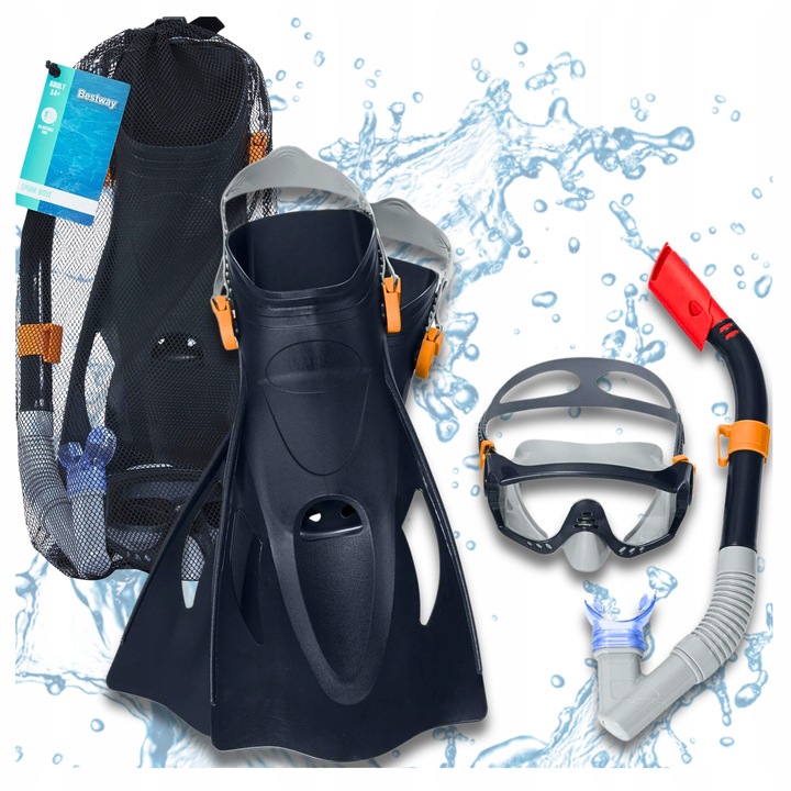 Bestway búvárkészlet, maszk, légzőcső, 2 pár uszony, 40-45, táskában szállítható, 14 év+