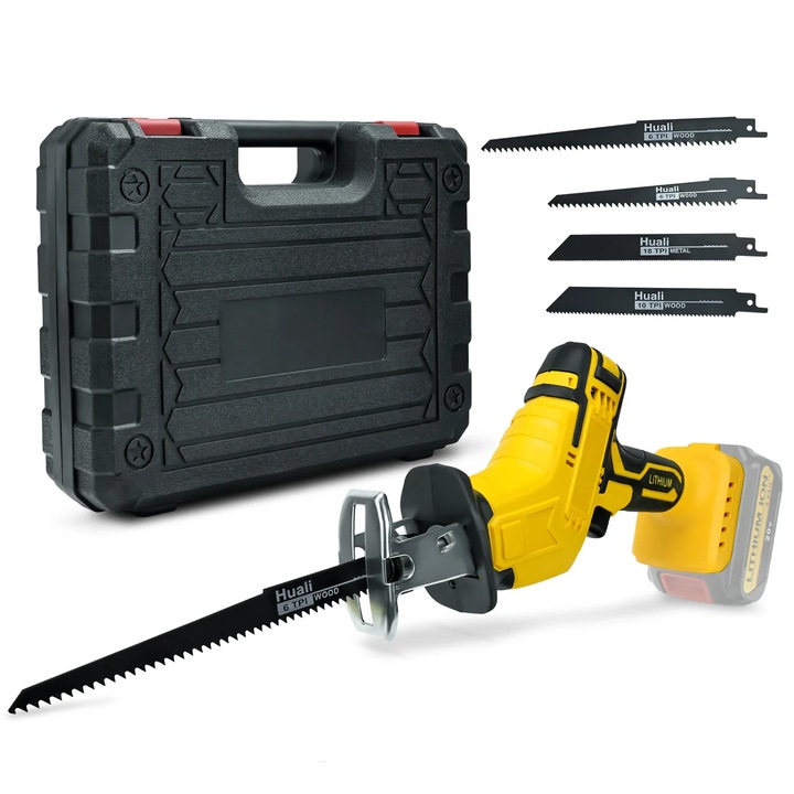 Fierăstrău sabie fără fir, 3000 SPM, viteză variabilă, 4 lame, lumina LED