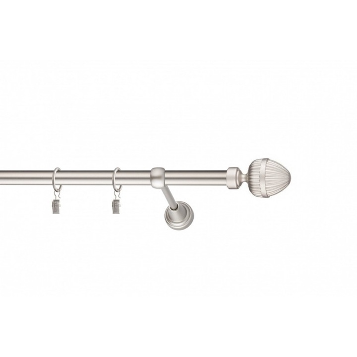 Galerie perdea metal 19mm RODECO crom mat, 200cm, set cu console și capete SORANO