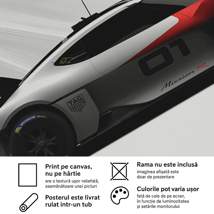 1520 Mission R No 1, Премиум Платно за Кола – Минималистичен Дизайн, A3 (29.7 x 42 см), Без Рамка