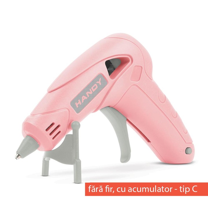 Pistol de lipit Handy, cu acumulator, roz, 10W, 135x135x43mm