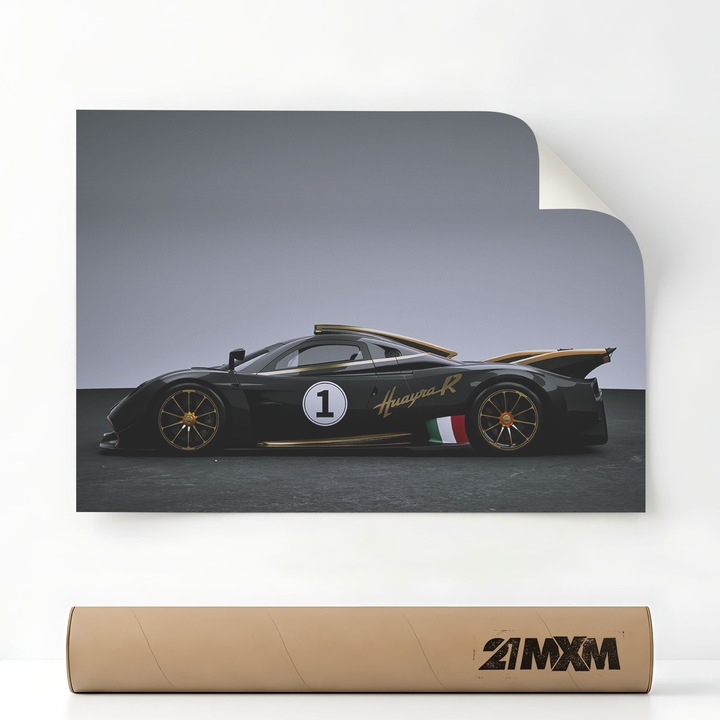 Huayra R 02, Премиум Платно за Кола – Минималистичен Дизайн, A3 (29.7 x 42 см), Без Рамка