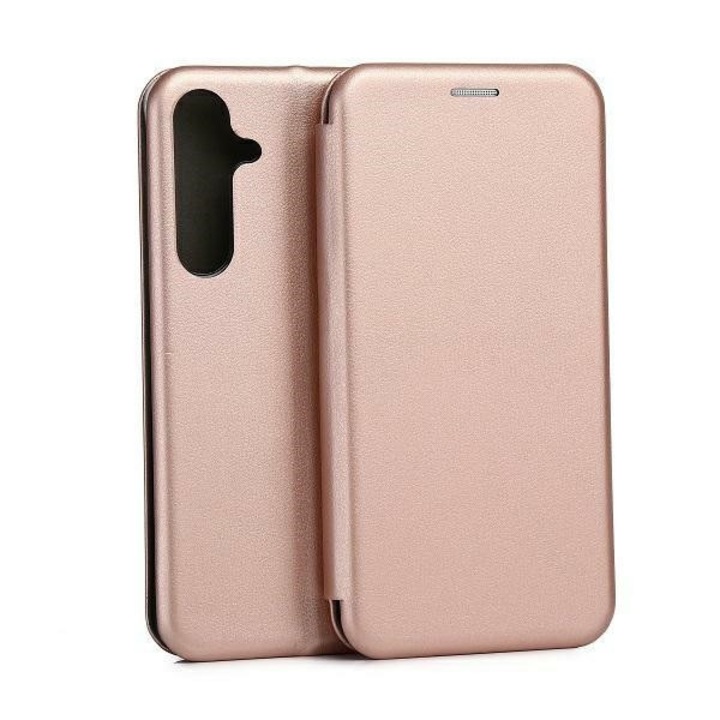Carcasa flip cover Beline Magnetic Book compatibila cu Samsung Galaxy S24 Plus, Rose Gold