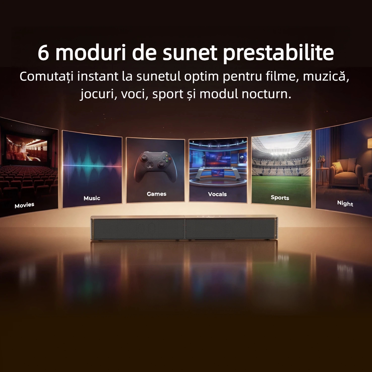 Soundbar ULTIMEA Poseidon R3T, 2.1 canale, Bluetooth 5.4, subwoofer 5.25", 240 W