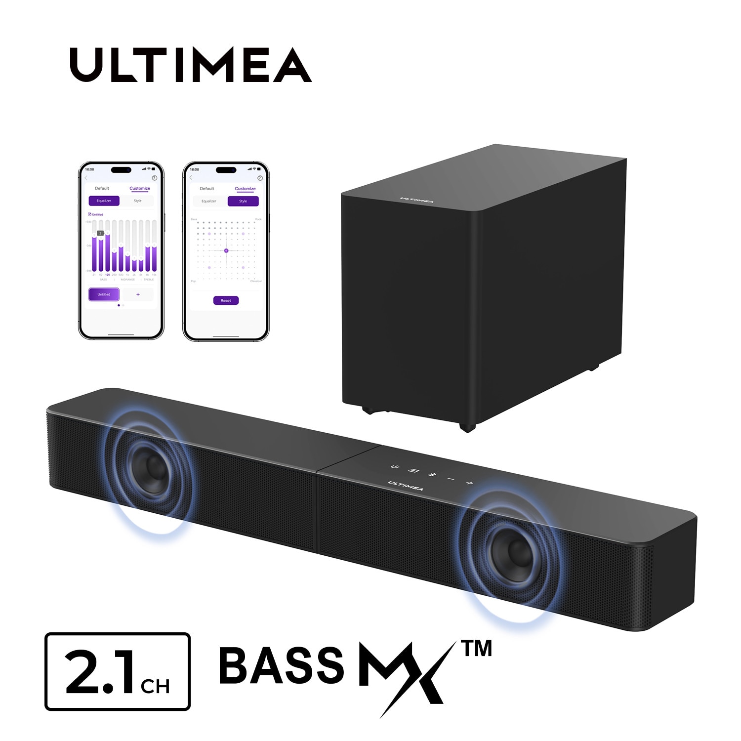 Soundbar ULTIMEA Poseidon R3T, 2.1 canale, Bluetooth 5.4, subwoofer 5.25", 240 W