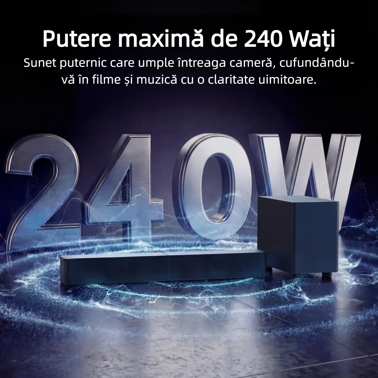 Soundbar ULTIMEA Poseidon R3T, 2.1 canale, Bluetooth 5.4, subwoofer 5.25", 240 W
