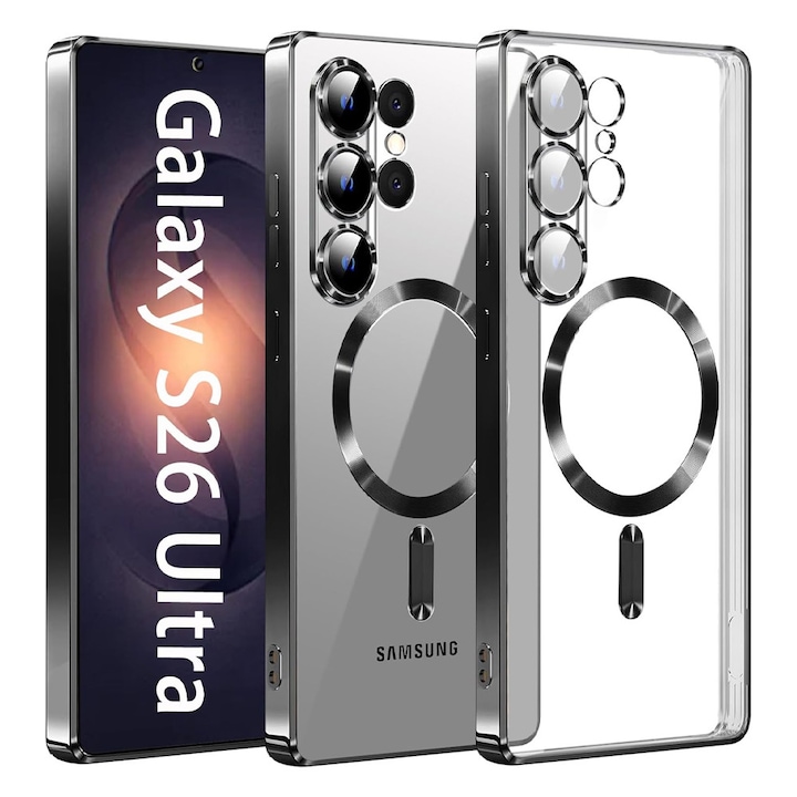 Husa de Protectie cu MagSafe pentru Samsung Galaxy S26 Ultra, Strong Magnet, Fast Charging, AntiShock, ProCore Tech, Decupaje Precise, Metallic Detailing Design, Negru