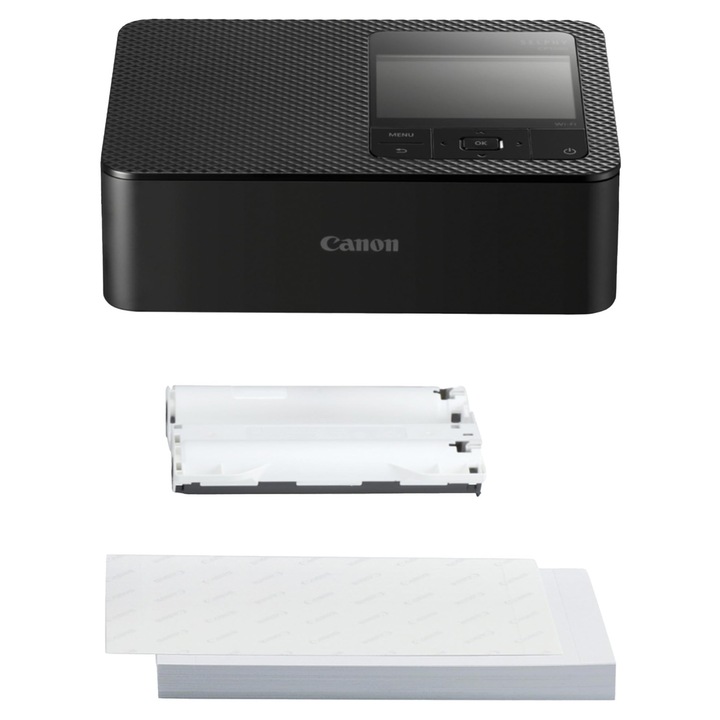 Imprimanta foto Canon SELPHY CP1500, set 54 coli 4x6, wireless Bluetooth, negru, compacta