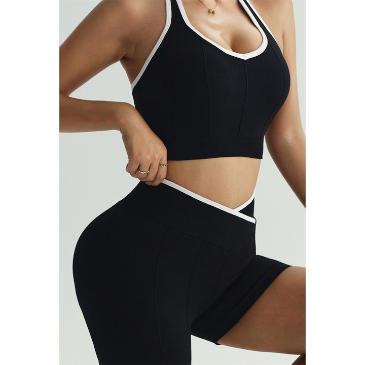 Set Fitness pentru Femei din 2 Piese, Negru