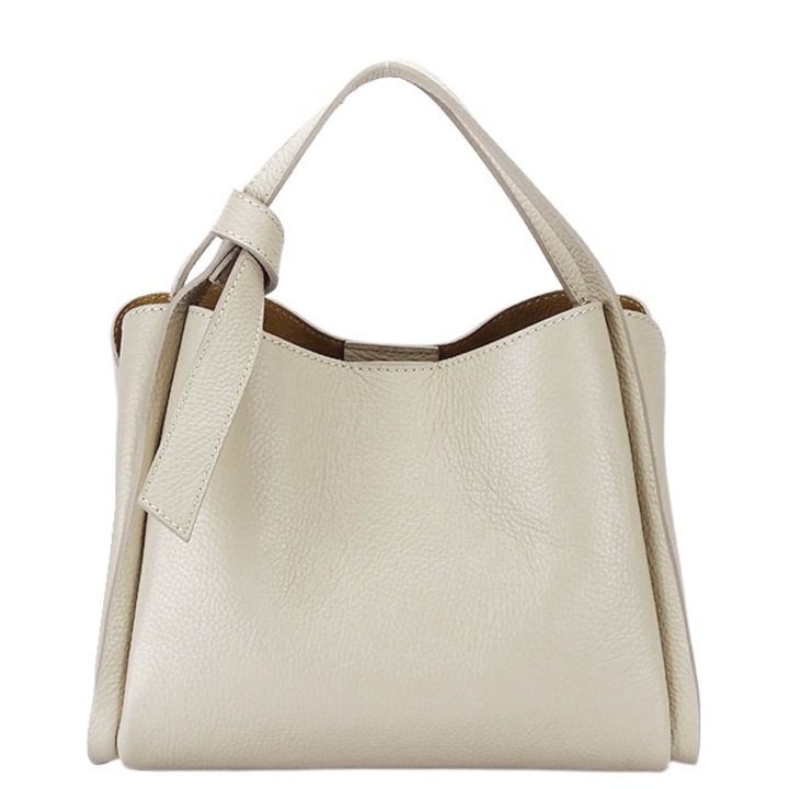 Geanta medie din piele naturala 8905 128, Bej, 20x26x15