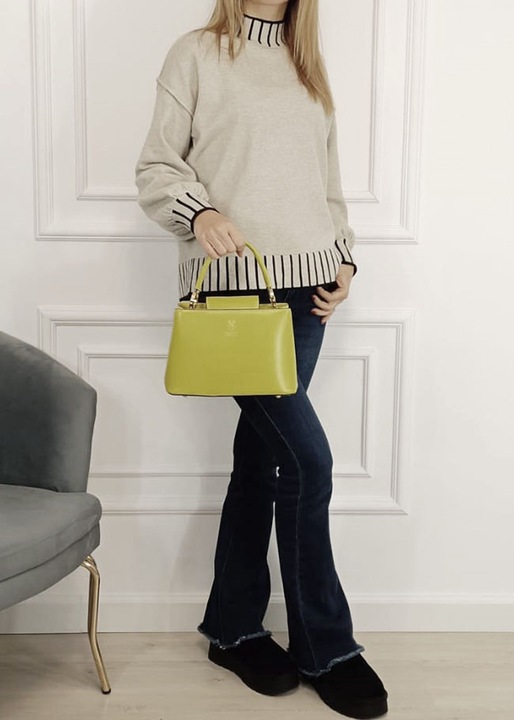 Geanta medie verde lime din piele naturala B-8950 119 Verde lime