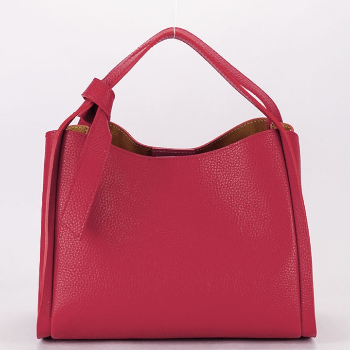 Geanta medie din piele naturala 8905 128, Rosu, 20x26x15