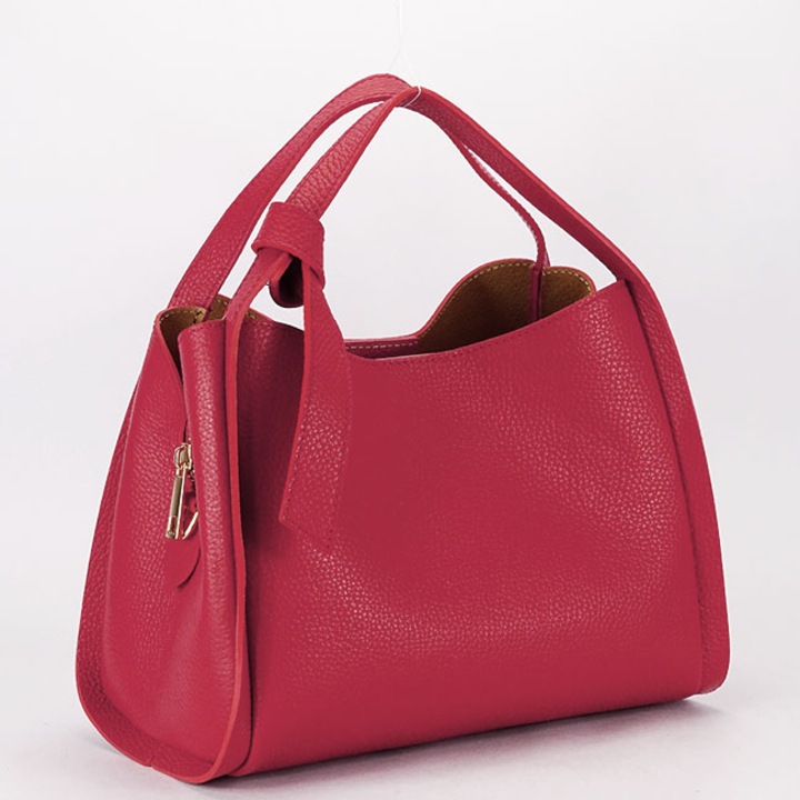 Geanta medie rosie din piele naturala B-8905 128 Rosu