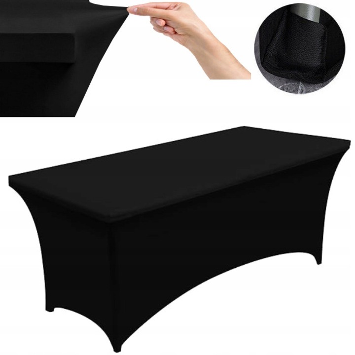 Fekete elasztikus huzat bankett asztalra 180x76cm