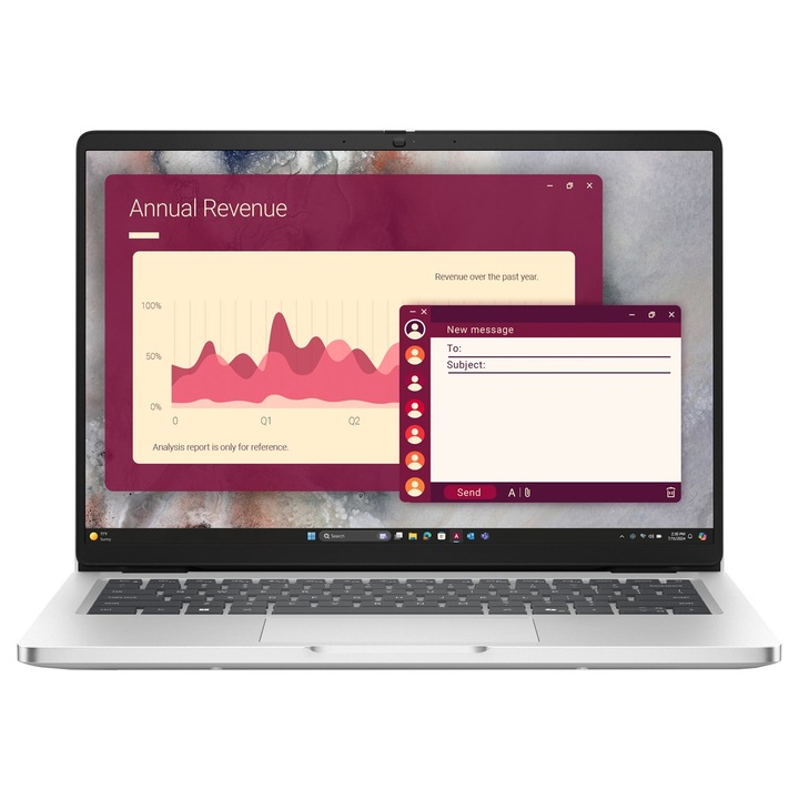 Laptop DELL Pro 14, 14" Full HD+, Intel® Core™ Ultra 7 255U pana la 5.2 GHz, 16 GB RAM DDR5, 512 GB SSD, Intel Graphics, Windows 11 Pro, Platinum 512 GB