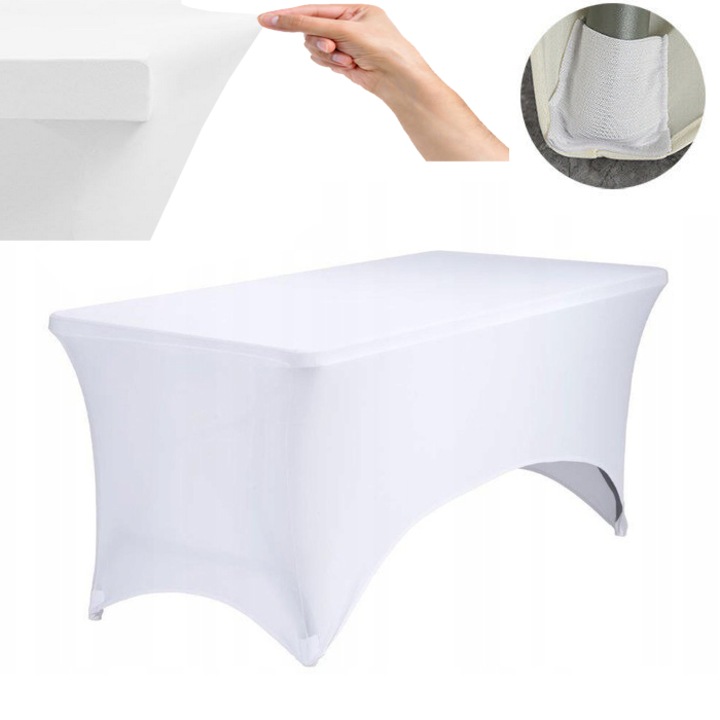 Husa elastica alba pentru masa de banchet 200x90cm, 180 g