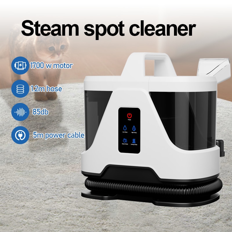 Lttsoyh® aparat portabil de curatat covoare si tapiterie, detailer auto, cu instrument de autocuratare,1700W, 85db, curatare cu abur, calcare la temperatura inalta, indeparteaza petele incapatanate si poate curata canapele, covoare, perdele,1.85l, Alb