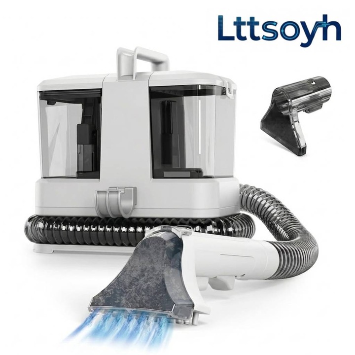 Aspirator cu spalare Lttsoyh®, Tehnologie puternica de pulverizare si extractie,330W, capacitate colectare 0.8l, Sistem cu doua rezervoare, Doar 2.5kg Usor si portabil, Perie profesionala, Functionare silentioasa, Curatenie casnica