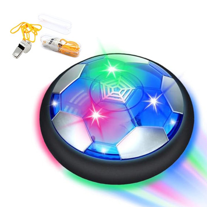 Minge de fotbal inflabil cu LED, reincarcabila, 7 inch, pentru copii 3-12 ani, set cu fluier