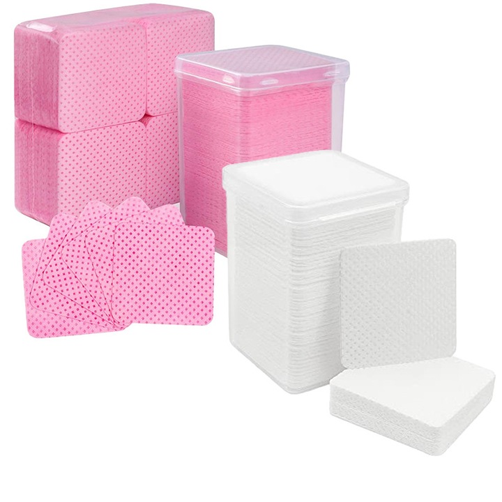 Set 360 de Folii de Bumbac pentru Unghii Gel, Alb + Roz, Dizolvant, pentru Manichiura Profesionala