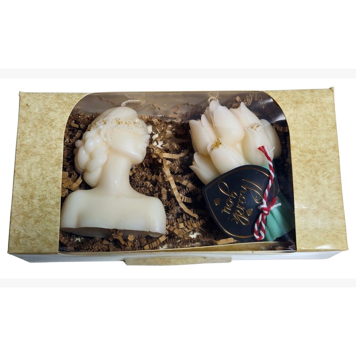 Set Cadou Lumanari Parfumate Fresh Candles, Buchet Lalele, 20x11x5cm, 2 bucati