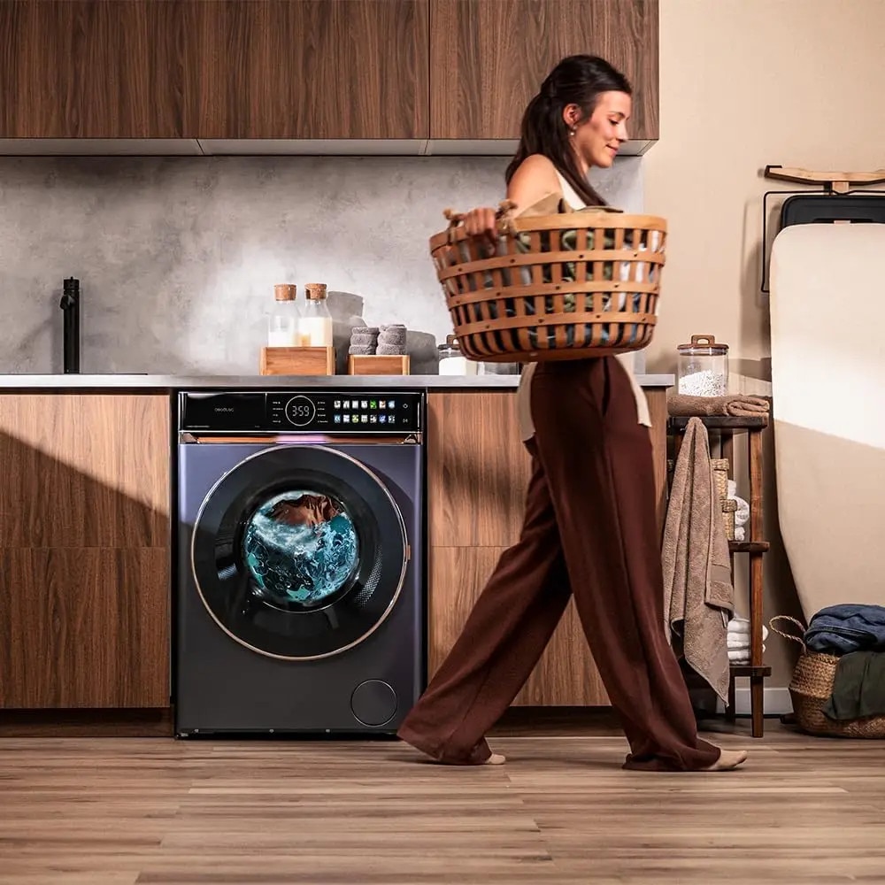 Masina de spalat rufe Cecotec, Bolero Dresscode, 12 kg, clasa A, motor Direct Drive, 14 programe automate, viteza 1400 rpm, program spalare cu aburi, temperatura reglabila, sterilizare UV, Child Lock, usa XXL, operare silentioasa, 1850 W, albastru