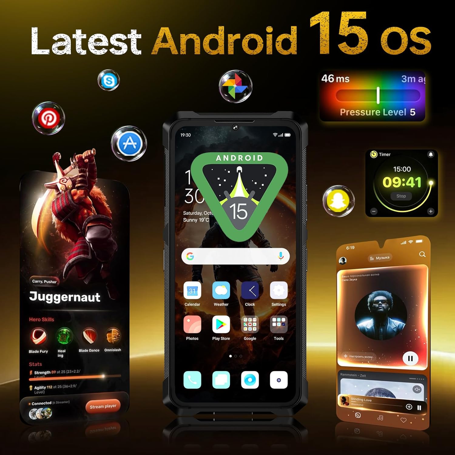 Telefon mobil CUBOT Kingkong ES 3, Android 15 16GB RAM + 256GB ROM, camera 48MP, display 6,75'', baterie 10200mAh, Dual SIM 4G, impermeabil IP68/IP69K, Negru