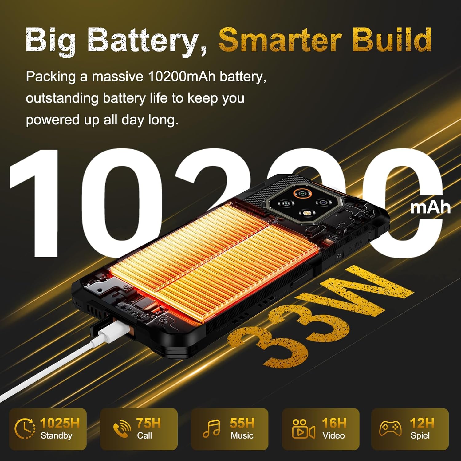 Telefon mobil CUBOT Kingkong ES 3, Android 15 16GB RAM + 256GB ROM, camera 48MP, display 6,75'', baterie 10200mAh, Dual SIM 4G, impermeabil IP68/IP69K, Negru