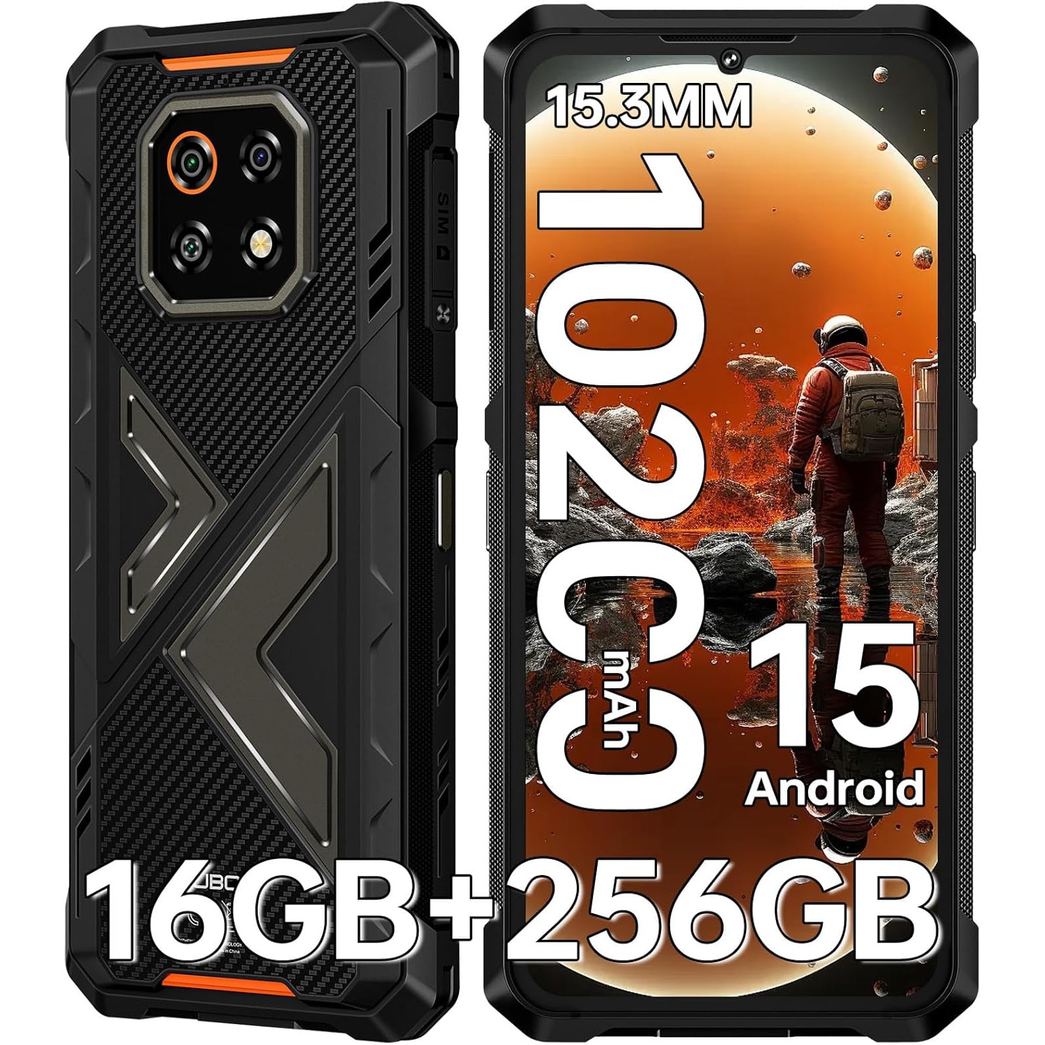 Telefon mobil CUBOT Kingkong ES 3, Android 15 16GB RAM + 256GB ROM, camera 48MP, display 6,75'', baterie 10200mAh, Dual SIM 4G, impermeabil IP68/IP69K, Negru