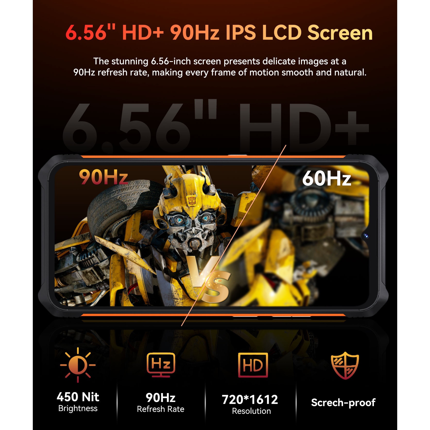 Telefon mobil CUBOT Kingkong ES, Android 14 16GB RAM + 128GB ROM, camera 48MP, display 6,56'', baterie 5100mAh, Dual SIM 4G, impermeabil IP68/IP69K, Portocalie