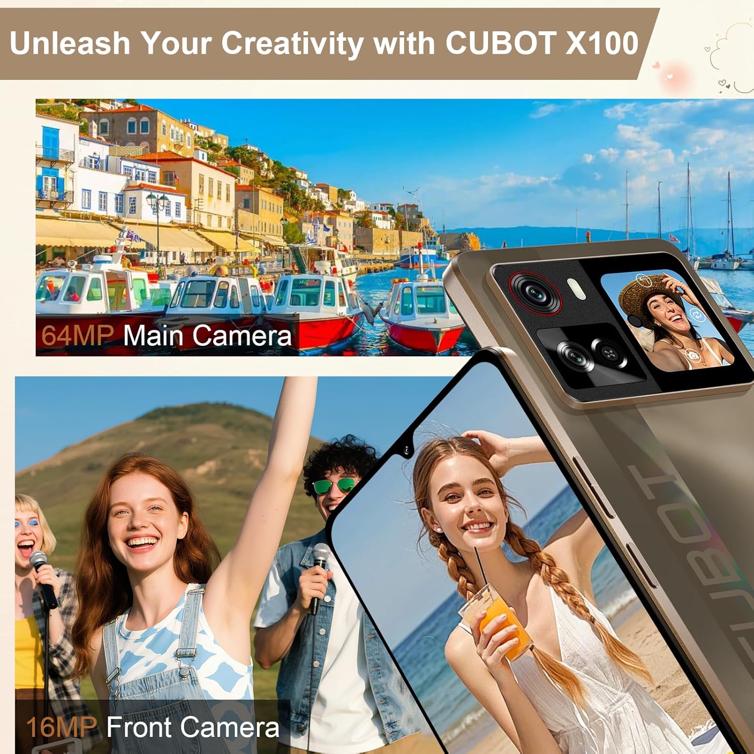 Telefon mobil CUBOT X100, Android 15 16GB RAM + 256GB ROM, camera 64MP, display 6,88'', baterie 5100mAh, Dual SIM 5G, impermeabil IP68/IP69K, Negru