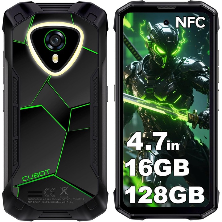 Telefon mobil CUBOT Kingkong MINI 4, Android 15 16GB RAM + 128GB ROM, camera 48MP, display 4,7'', baterie 4700mAh, Dual SIM 4G, impermeabil IP68/IP69K, Verde
