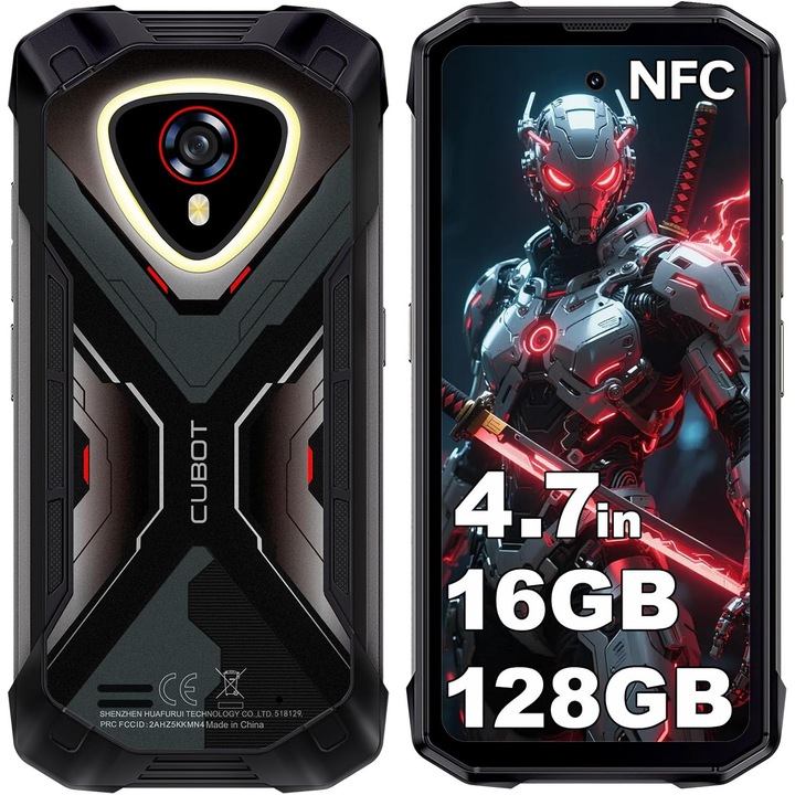 Telefon mobil CUBOT Kingkong MINI 4, Android 15 16GB RAM + 128GB ROM, camera 48MP, display 4,7'', baterie 4700mAh, Dual SIM 4G, impermeabil IP68/IP69K, Gri