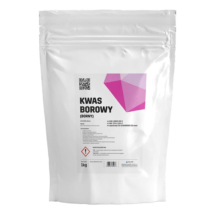 Acid boric, acid ortoboric1kg, Polimp, 99.9% puritate, alb