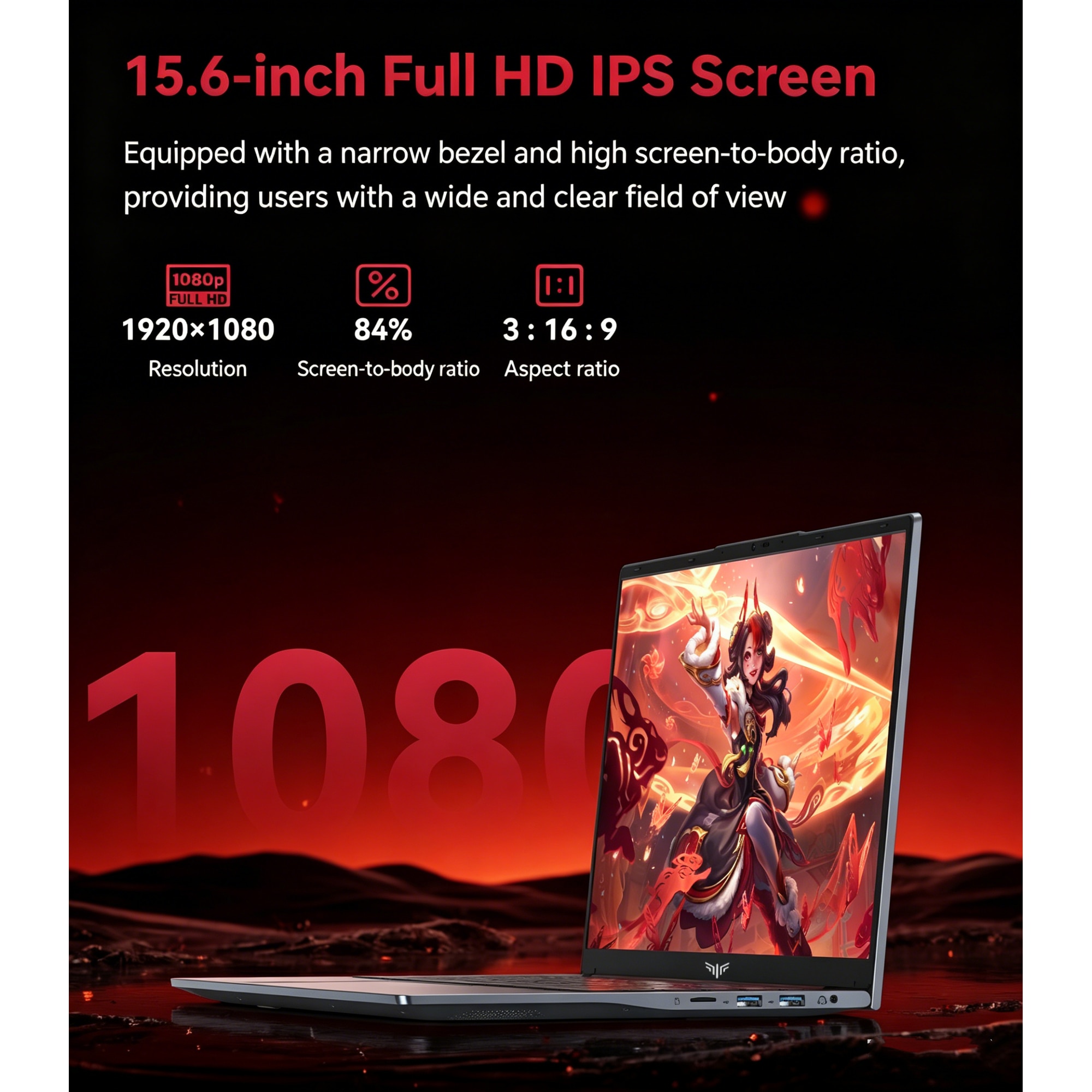 Laptop Gaming Intel i5-12600H pana la 4.50 GHz, 15.6'', Full HD, 16GB DDR4 512GB NVMe SSD, Windows 11 Pro, BT5.2, WiFi 6, Type-C, Camera web, HDMI