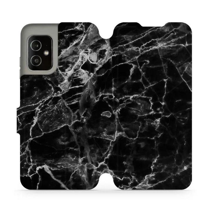 Калъф, Mobiwear - Book - V056P за Asus Zenfone 8, Черен Мрамор