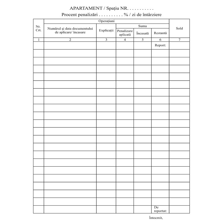 Registru pentru evidenta fondului de penalizari, Format A4, 100 file