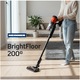 Вертикална прахосмукачка Heinner Brightfloor 200 HSVC-MBDB200OR, 200W, 3 скорости, Филтрираща система, HEPA филтър, Електрическа четка с LED светлини, Черен/Червен
