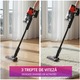 Вертикална прахосмукачка Heinner Brightfloor 200 HSVC-MBDB200OR, 200W, 3 скорости, Филтрираща система, HEPA филтър, Електрическа четка с LED светлини, Черен/Червен