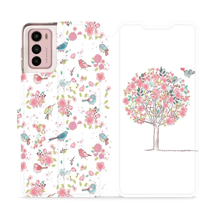 Husa, Mobiwear - Book - M120S pentru Motorola Moto G42, Crang Roz