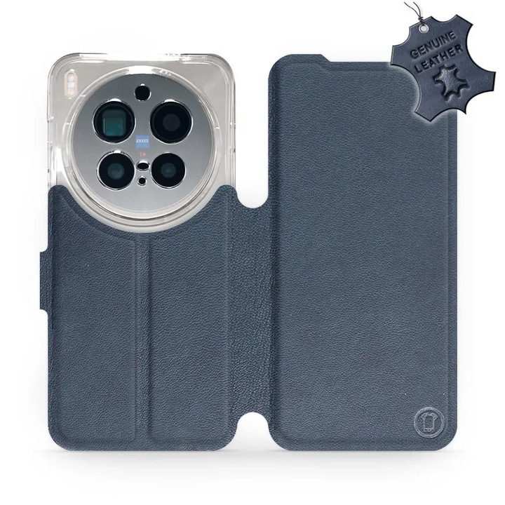 Tok, Mobiwear - Leather - L_NBS kompatibilis Vivo X300 Pro, Tengerészkék