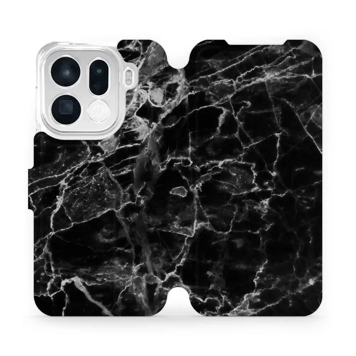 Калъф, Mobiwear - Book - V056P за Oppo Find X9 Pro, Черен Мрамор