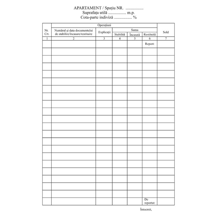 Registru pentru evidența fondului de reparații, A4, 100 file