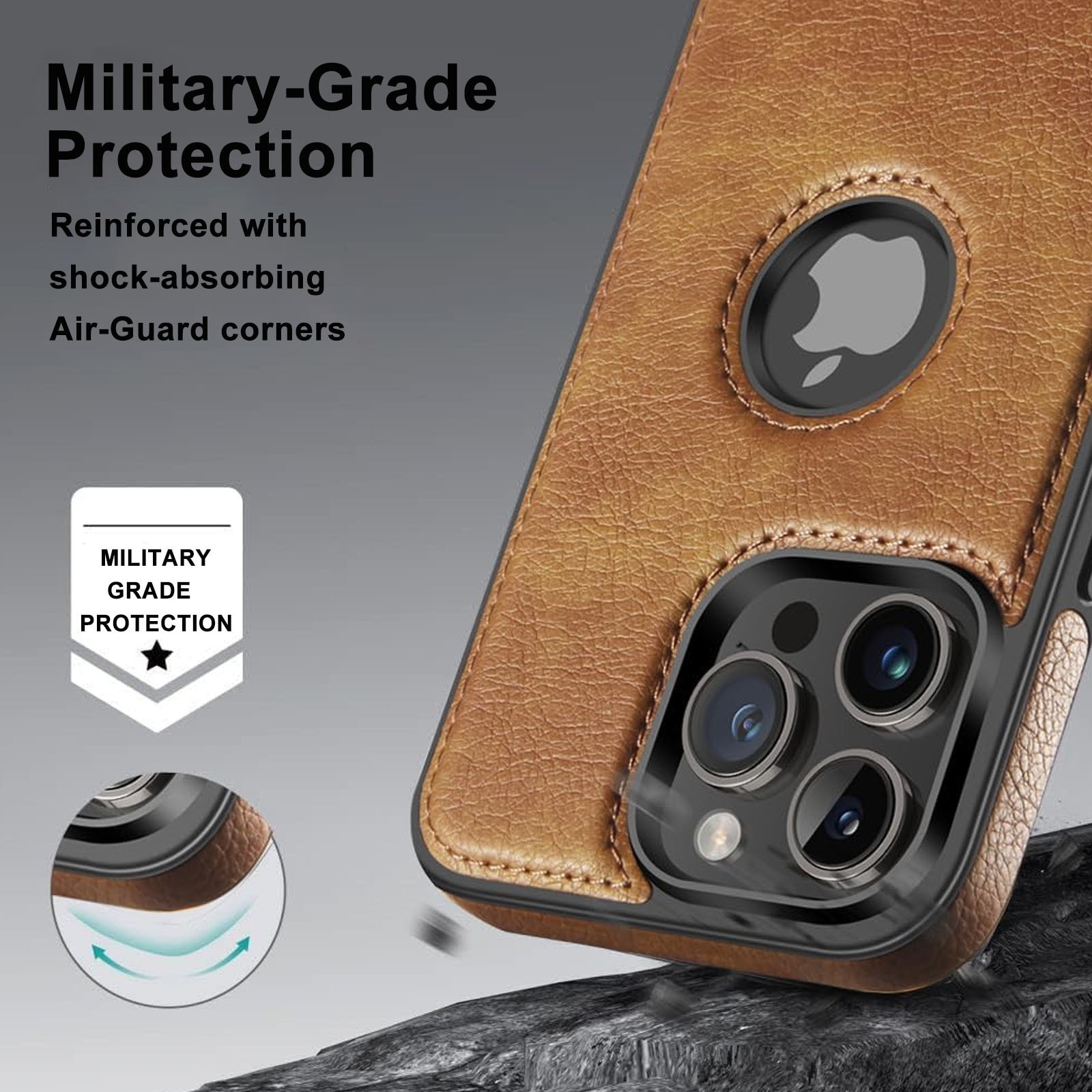Husa telefon compatibila iPhone 16 Pro Max, AFKSMILE, MagSafe, Anti-soc, Decupaje Precise, Rezistenta la impact, Decupaj pentru Vizibilitatea Logo-ului, Antizgarieturi, Cu aspect vintage, Din PU piele, Maro