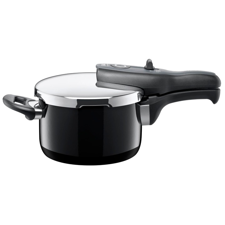 Silit Sicomatic t-Plus oala sub presiune 2, 5l, oala sub presiune 18 cm, ceramica functionala Silargan, inductie, 3 nivele de gatit, control rotativ cu o singura mana, negru