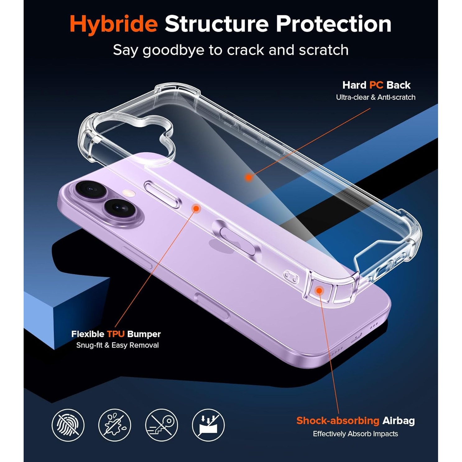 Husa de protectie compatibila cu Apple iPhone 17, Antisoc din silicon, Transparent