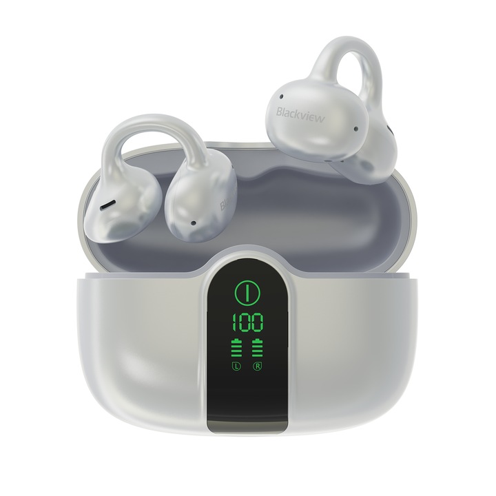 Casti wireless bluetooth Blackview AirBuds 15 cu anulare activa zgomot ENC, Fara fir, in-ear, Casti Bluetooth 6.0, Noise Cancelling, Earbuds, Handsfree, Sport Alergare, Durata de viata a bateriei de 35 de ore, IPX5, Universal, alb